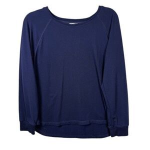 Splendid Masyn Raglan Crewneck Pullover Top Blue Slub Ribbed Cuffs Size Large